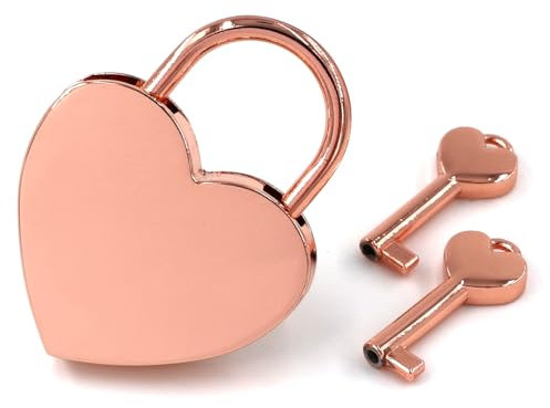 Liebesschloss Herzschloss Rosegold – Mit 2 Schlüsseln, ungraviert – Perfekt für Paare, Hochzeit & Valentinstag