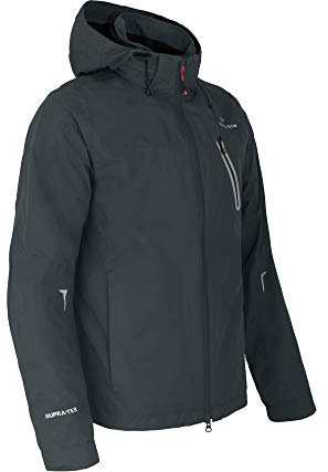 Bergson Moore | Herren Rad-Regenjacke - Lang-/Über-/Normalgrößen, Rad-optimierte, gefütterte Herren-Funktionsjacke (12.000 mm), Winddicht & atmungsaktiv (12.000 g/m²), ausklappbarer Spritzschutz am R
