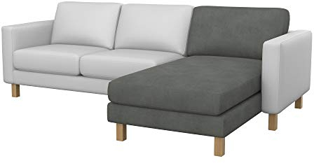 Soferia Überzug Kompatibel Mit KARLSTAD Anbau Recamiere Sofasitzbezug Sitzkissenbezug Chaiselongue-Bezug Husse Einfache Reinigung Allergiefrei Wasserabweisend Majestic Velvet Grau