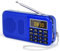 PRUNUS J-725 Radio Portatile Ricaricabile FM, Radiosveglia, Radiolina Portatili Digitale Piccola con Torcia di Emergenza, Funzioni di Orologio e di Allarme, Lettore MP3, Support USB/AUX/TF Card (Blu)
