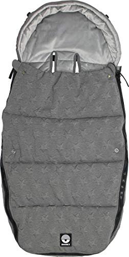 Original Dooky Footmuff Knitted Stars Größe L für Buggys & Kinderwagen ab 9 Monate, 98 x 50 cm, winterfest, wasserdicht & winddicht, für 3- und 5-Punkt-Gurte, grau