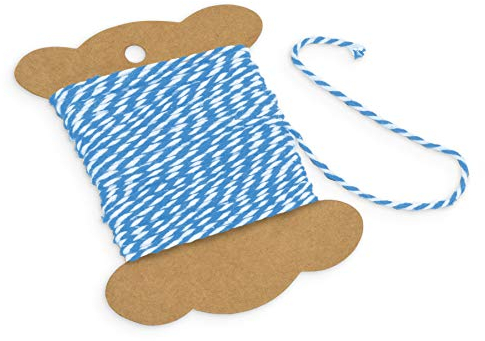 itenga Dekogarn Bastelschnur Kordel Bakers Twine Geschenkband Baumwollschnur Dekokordel für Gastgeschenke Adventskalender Geschenkverpackungen (10 m x 2 mm) (Blau/Weiß)