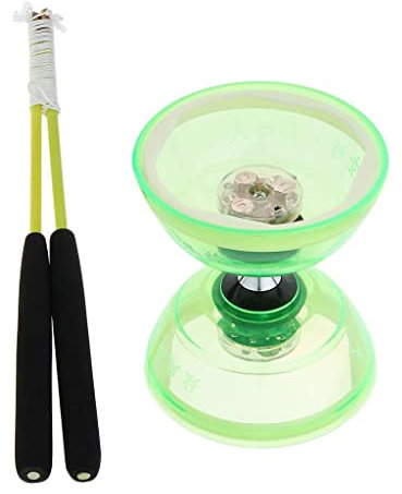 MagiDeal Le Diabolo à Triple Roulement LED Allume Chinois, Jouets De Diabolos Jonglant, De Camping Amusant, Vert