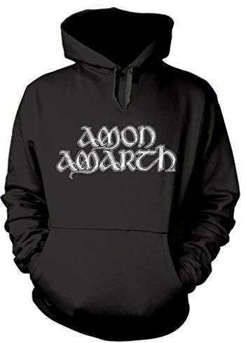 Amon Amarth 'Grey Skull' (Black) Pull Over Hoodie (Large)