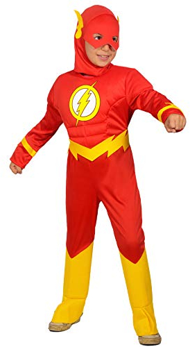 The Flash costume disguise boy official DC Comics (Size 8-10 years) with padded muscles