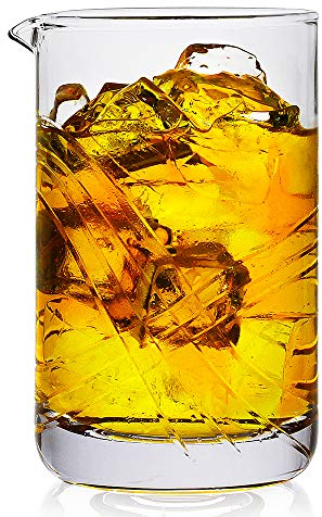 Cocktail Mixing Glass,Crystal Seamless Mixing Pitcher with Thick Bottom,Premium Stir Glass for Home and Bar,20oz, Perfect Yarai style Pitcher for Stirring Drinks