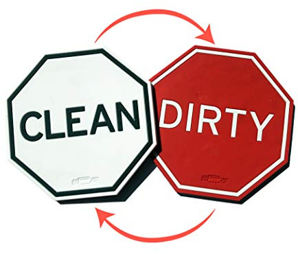 Geometric Clean Dirty Premium Dishwasher Magnet Sign, Double Sided Flip Indicator, Strong Non Surface Scratching Magnet, Soft Kitchen Dish Magnet