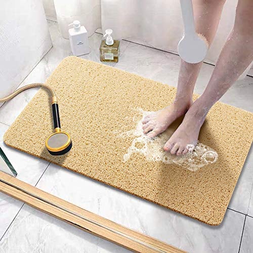 Asvin Weiche, strukturierte Badematte, ca. 60 x 40 cm, phthalatfrei, rutschfeste Komfort-Badewannenmatten mit Ablauföffnungen, PVC-Luffa-Badezimmermatte für Nassbereiche, schnell trocknend