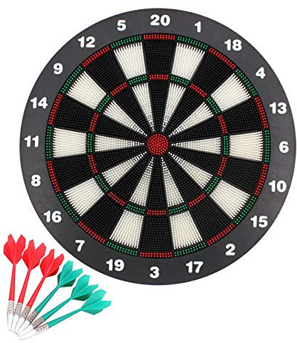 SASONS Safety Kids Dartboard Set plastic bristles dartboard with 6 Soft tip dart Safe children dart board set Recreational Target game for Youngster with Friends Fun Sport & Special Occasions Gift