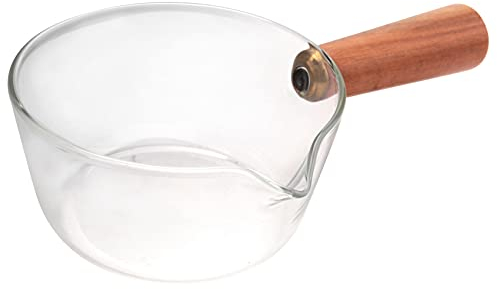 Rfvtgb Casserole en verre avec poignée en bois - 400 ml - Pour salade, pâtes, cuisinière à gaz