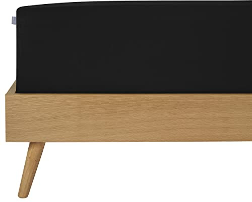 Schiesser Edeljersey Spannbettlaken Jessi | 100% gekämmte Baumwolle aus nachhaltiger Produktion | für Matratzen 90x200cm bis 100x200cm | Matratzenhöhe bis 22cm | Schwarz