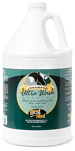 Best Shot Ultra Wash Shampoo with Pet Coat Release Technology, Coat and Skincare Product for Dogs, Horses, and Cats, Soap-Free, Quick-Rinsing, 1 Gallon