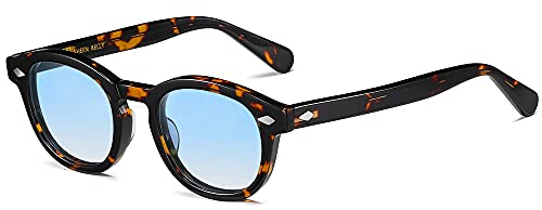SHEEN KELLY Acetat retro sonnenbrille mit Runden für männer frauen Vintage oval Blau Gradient Objektiv