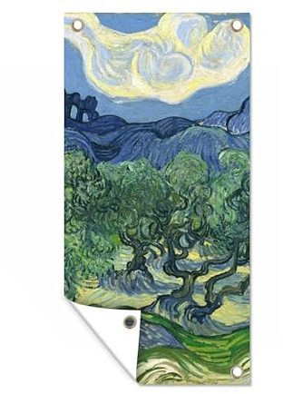 MuchoWow Outdoor-Poster Poster Wanddeko draußen Deko Garten Gartenposter 80x160 cm Die Olivenbäume - Vincent van Gogh