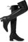 Greatonu Damen Overknee Stiefel Warme Winter Lange Stiefel mit seitlichem Reißverschluss Zurück Spitze Mode Oberschenkel Hohe Stiefel 1.77 inchs Schwarz Pu Leather EU 36