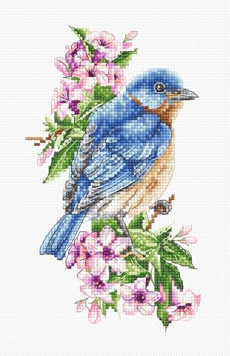 Luca-S Kreuzstich Set Blauer Vogel auf dem Ast Zählmuster