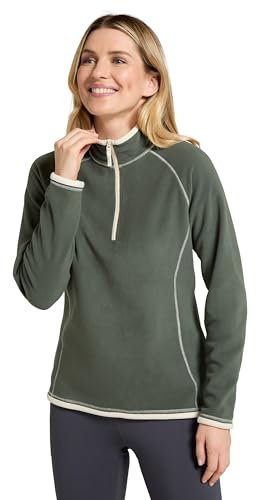 Mountain Warehouse Montana Womens Microfleece - Breathable Ladies Sweater, Quick Drying Pullover, Warm Fleece Jacket, Half Zip - For Spring Summer, Travelling, Outdoors Dark Green Women's Size 18