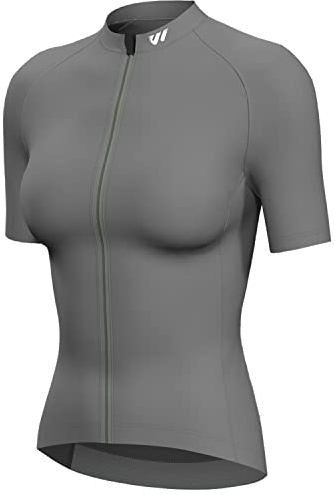 Lo.gas Radtrikot Damen Kurzarm,Fahrradtrikot Rennrad Trikot Atmungsaktiv Frauen Fahrrad Shirt Sommer Fahrradjacke Radfahren Top Mit 3 Taschen M Grau