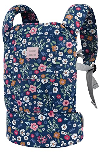 Bebamour Puppentrage für Mädchen, 3 in 1 weiches Tragetuch für Kinder, 100% Baumwolle Puppenzubehör(Blue Flower)