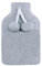 Sleepdown Teddy Fleece Hot Water Bottle and Pom Pom Cover Soft Cosy Fluffy for Neck Back Pain Relief Large 2 Litre - 35 x 23cm - Grey