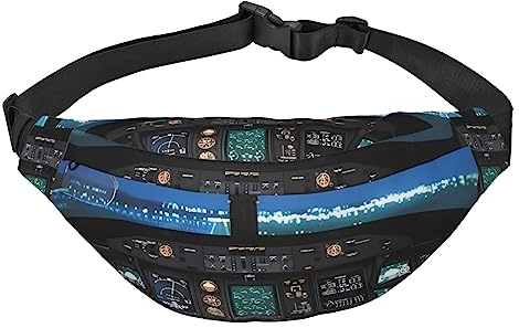 Flugzeug-Cockpit-Bauchtasche für Männer und Frauen, Gürteltasche, verstellbare Hüfttasche für Reisen, Spazierengehen, Laufen, Bauchtaschen, Schwarz, Einheitsgröße, Schwarz , Einheitsgröße
