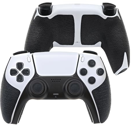 Controller Griff für PS5,Textured Skin Kit, für PS5DualSense/Edge rutschfest, schweißabsorbierend Controller Griffe, Knöpfe (Normal-Obsidian-Schwarz, PS5DualSense)