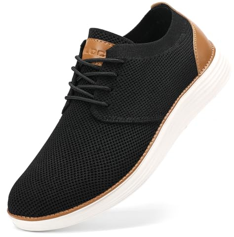 VILOCY Men's Fashion Dress Sneakers Casual Walking Shoes Business Oxfords Comfortable Breathable Lightweight Tennis Zapatos para Hombre Black,US11 EU44