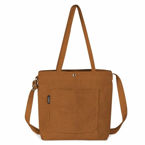 flintronic Cord-Tragetasche für Damen, große Kapazität, Umhängetaschen, Kordel-Tragetasche für Damen und Mädchen, wasserdichte Tragetasche mit Reißverschluss, große lässige Einkaufstasche für Schule,