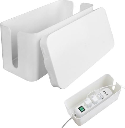 Figarge Kabelbox Kabelmanagement Box zum Kabel verstecken Mehrfachstecker Organisator Sie die Computerverkabelung lose Drähte Draht Organisator Box weiß
