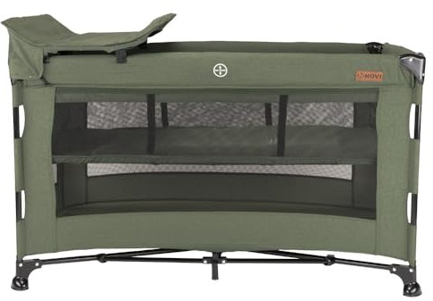 Novi Baby® Nora Campingbett, Reisebett, ab der Geburt bis zu 15 kg, Luftige Seitenwände, Tragetasche für einfaches Transportieren, Zusammenklappbar (Grün)