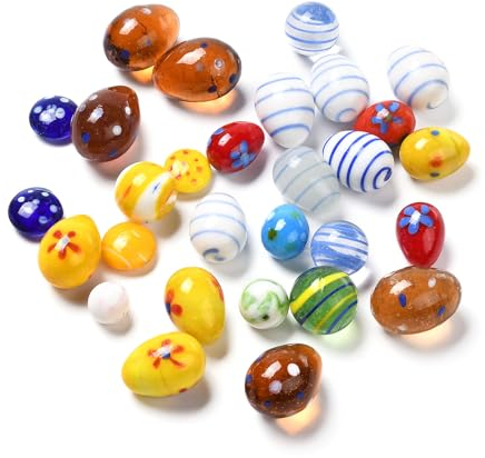 Sparkeads 40 Stück Ostereier Lampwork Kristall-Ei Figur klein rund oval Ei Ornamente Osterkorb Füllstoffe Dekorationen für Zuhause Party Dekor
