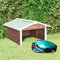 ZEYUAN Roboter-Rasenmäher Garage, Mähroboter Garage, Rasenroboter Garage, Carport Bausatz, Rasenmäher Garage, 72x87x50 cm Mocca Weiß Tannenholz