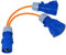 SPARES2GO 16A Splitter Cable 240V Generator 2 Way Hook Up Y Piece 2 x 16 Amp Sockets (Orange)
