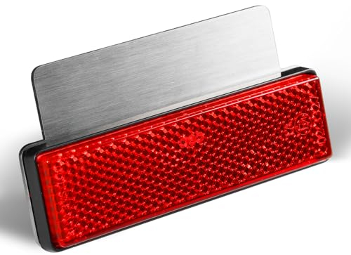 polarmotor Rückstrahler Reflektor Motorrad Hinten Rot Mit Edelstahlblech E-MARK Edelstahl 94 * 28 * 8mm E-geprüft Katzenaugen Fahrrad selbstklebend 1 Stück
