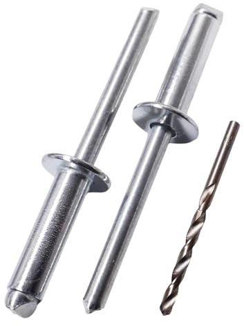 SKIR'CO (20 pcs) Rivets aveugles en acier plaqué zinc 6,0 x 20 mm, mandrin en acier, rivets pop, tête bombée, rivets DIN 7337, mèche de perçage incluse