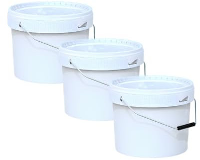 Smart Pack® – Smart Pack® Cubo con tapa 14 L | Cubo de plástico con asa de metal | Contenedor de almacenamiento | Cubo de pintura vacío | Cubo hermético (3 x 14)