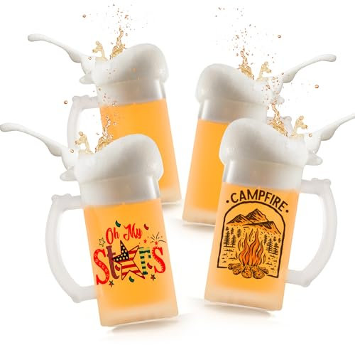 AGH Sublimationsglasbecher, Milchglas, Kaffeebecher, Bierbecher, Becher mit Griff, 473 ml, 4 Stück