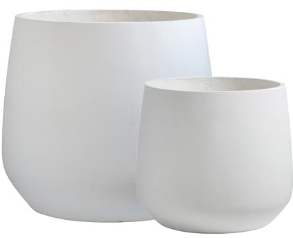 Nouvage Design Set of 2 Extra Large Fibre Planters - Indoor and Outdoor Plant Pots XL - White