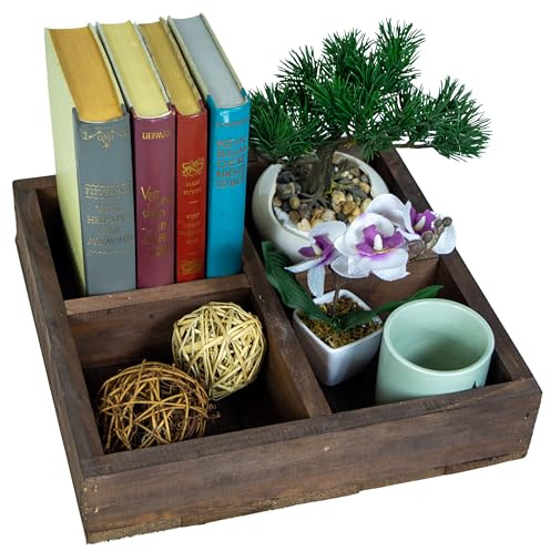 Kistenkolli Altes Land Holzbox Alma mit 4 Fächern in natur Süßigkeitentablett Holzschmuckkasten Organizer Box (Palisander)