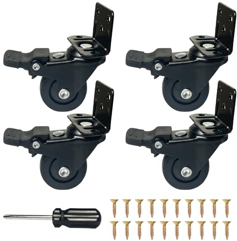 4er Set Möbelrollen mit Bremse,Rollen Schwerlast 32mm,L-Förmige Rollen für Möbel,Tragkraft 20kg pro Lenkrollen,Keine Spuren & Leise,Lenkrollen ausTPR, Möbelroller, Möbelroller, Transportrollen
