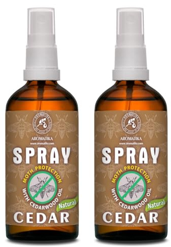 Spray Antitarme Set 2x100ml - Spray con Oli Essenziali di Cedro e Limone - Protezione Antitarme per Armadio - Rinfrescante per Guardaroba - Protezione Naturale Contro le tarme - Cura del Panno