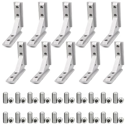 Lot de 10 supports de panneau en aluminium de la série 2020, support d’angle intérieur, connecteur en L intérieur avec vis pour les accessoires de profilé extrudé en aluminium de la série 2020