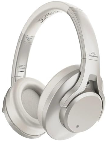 Soundmagic P58BT ANC Wireless Headphones - Active Noise Cancelling, Hi-Fi Sound, Bluetooth 5.0, 50-Hour Battery, Foldable Design, with Wired Mode Option - Platinum Silver