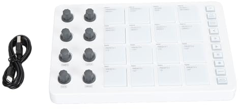 Asixxsix Kabelloser MIDI-Controller mit 16 RGB-Drum-Pads und 8 Zuweisbaren Reglern, USB-MIDI-Pad-Controller, USB-Beat-Maker-Maschine für die Musikproduktion