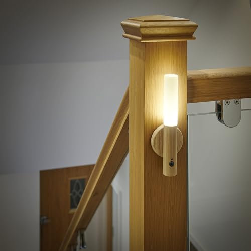 Auraglow Smart LED Sensor Wall Light – Portable – Rechargeable Night Light – Indoor Use – Magnetic Base (Pine, 2 Pack)