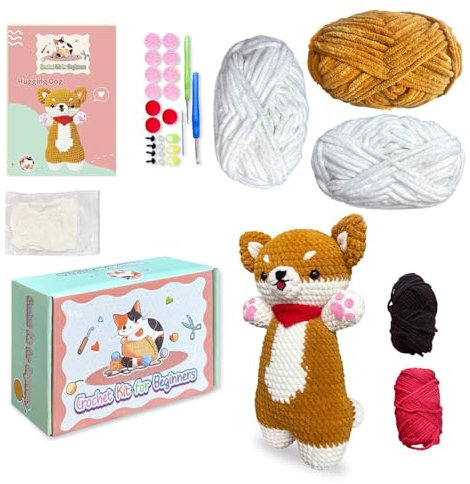 Lembeauty Häkelpaket Hund,Häkelpaket Hund, Tier-Strickset, Anfänger-Tier-Häkelset für Erwachsene und Kinder, Hundeliebhaber-Strick-Bastelset, komplettes Strickset