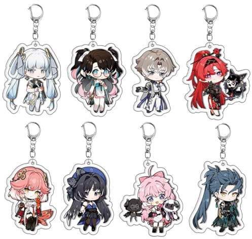 8 Pcs Wuther Wave Schlüsselanhänger Game Figur Jiyan Jinhsi Changli Cosplay Zubehör Wuther Wave Acryl Anhänger Set