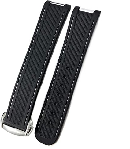 CWZZWS 20mm Rubber Silicone Watch Strap Fit For Omega Moon Watch Speedmaster AT150 Seamaster 300 Steel Buckle Watchband Bracelets Rose Gold Buckle