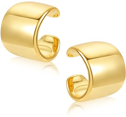 ALEXCRAFT Chunky Ear Cuff Gold Edelstahl Non-Piercing Fake Helix Knorpel Manschette Ohrringe Conch Manschetten Ohrringe für Frauen Freundin Mama