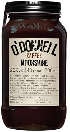 O’Donnell Moonshine Kaffeelikör Vegan (700ml) – Vollmundiger Coffee Likör (20%) mit belebender Kaffee-Power und lang anhaltendem Aroma – Perfekt für Cocktails und puren Genuss, Made in Berlin